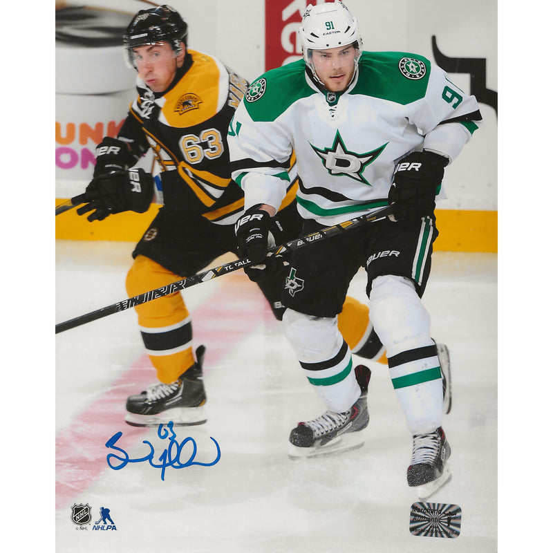 Brad Marchand Autographed Boston Bruins Puck Battle 8x10 Photo-1