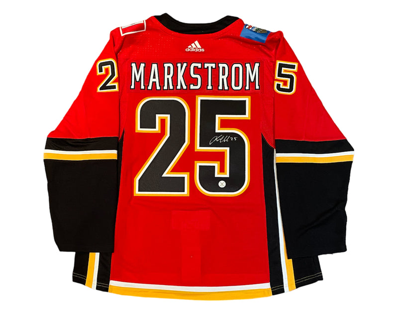 Jacob Markstrom Autographed Calgary Flames Home Red Adidas Jersey-1