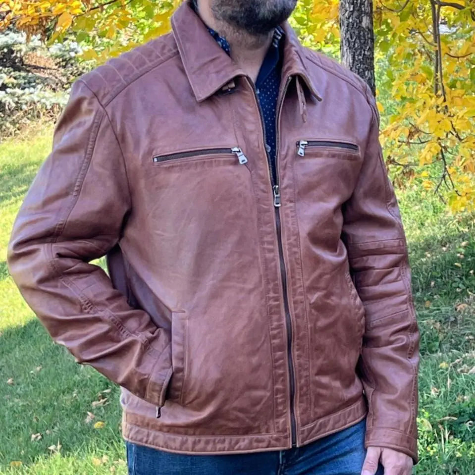 Men's Lamb Leather Four-Pocket Classic Jacket-1