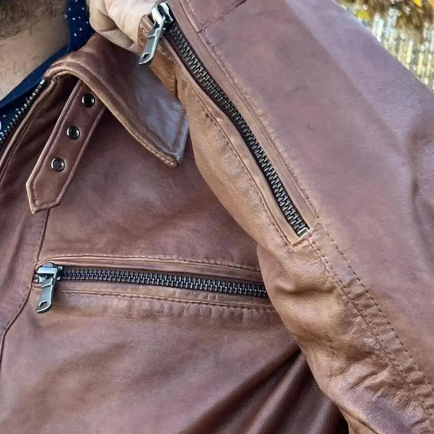 Men's Lamb Leather Four-Pocket Classic Jacket-3