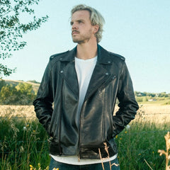 Mens Soft Lamb Leather Biker Look Jacket Premium Black Fashion Coat-7