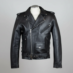 Men's Tall Classic Side Lace Leather Motorcycle Jacket-2
