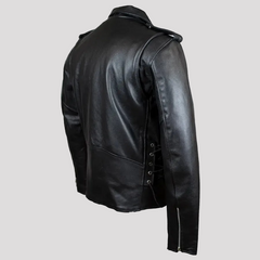 Men's Tall Classic Side Lace Leather Motorcycle Jacket-4