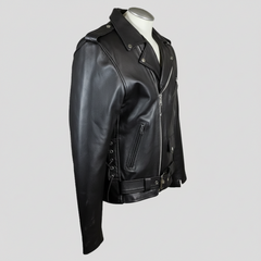 Men's Tall Classic Side Lace Leather Motorcycle Jacket-3
