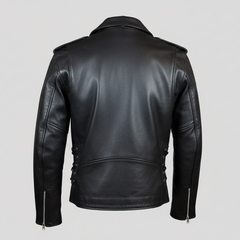 Men's Tall Classic Side Lace Leather Motorcycle Jacket-5