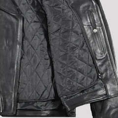 Men's Tall Classic Side Lace Leather Motorcycle Jacket-9