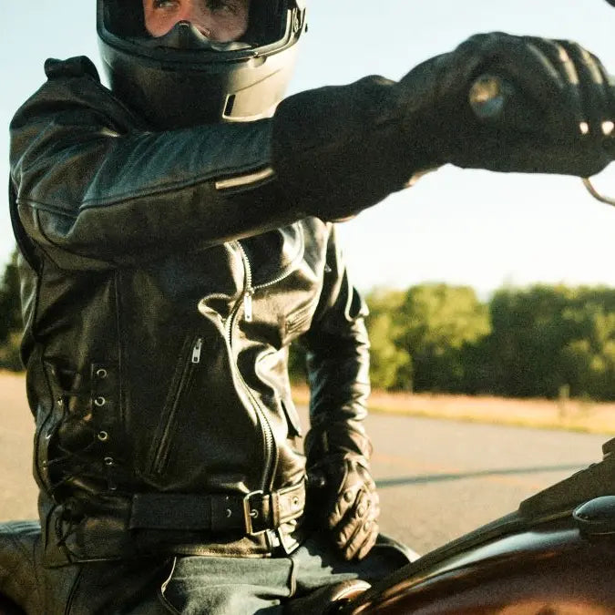 Men's Tall Classic Side Lace Leather Motorcycle Jacket-1