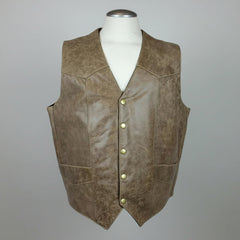 Men's Western Patch Leather Vest | Open Road-3