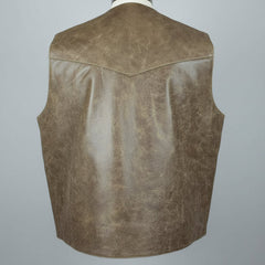 Men's Western Patch Leather Vest | Open Road-4