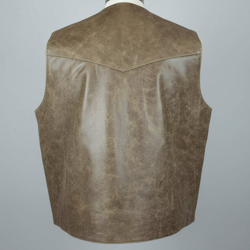 Men's Western Patch Leather Vest | Open Road-4