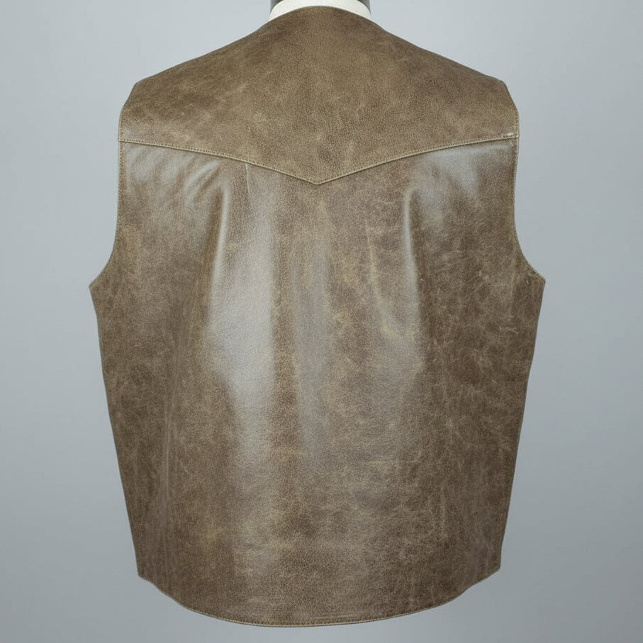 Men's Western Patch Leather Vest | Open Road-4