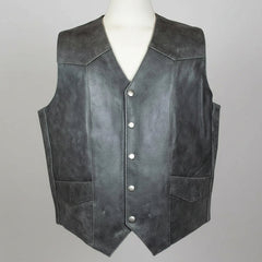Men's Western Patch Leather Vest | Open Road-1