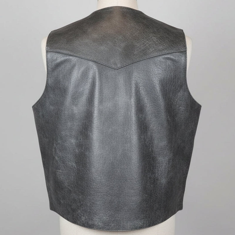 Men's Western Patch Leather Vest | Open Road-2