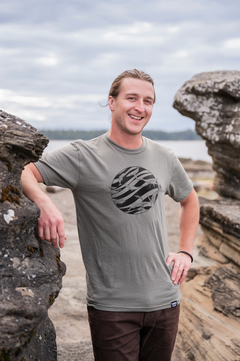 FLOCK OF WHALES - Unisex Organic Cotton Tee - Sage Grey-1