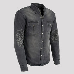 Milwaukee Leather Men's Faded Denim Armored Shirt Jacket-2