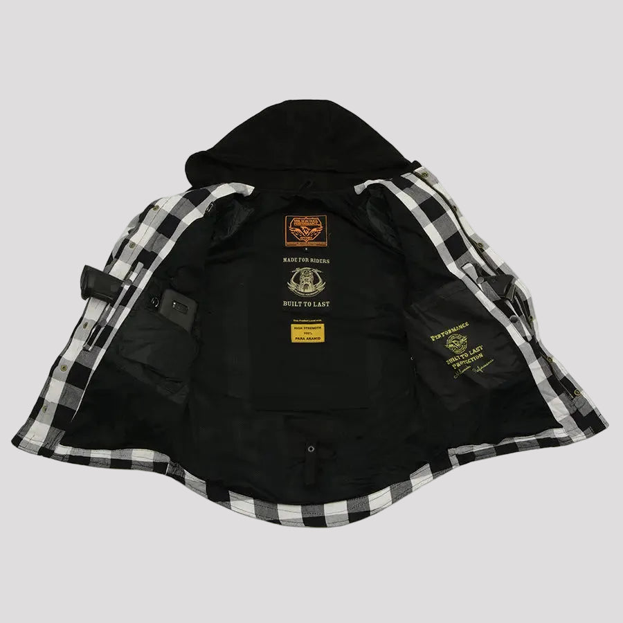 Milwaukee Leather Men's Plaid Flannel Armored Shirt Jacket-9