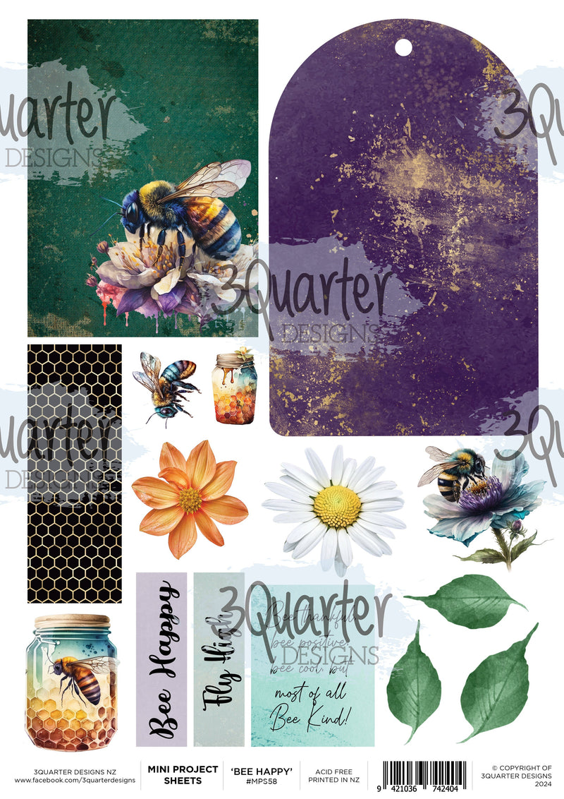 3Quarter Designs Bee Happy - Mini Project Sheet-1
