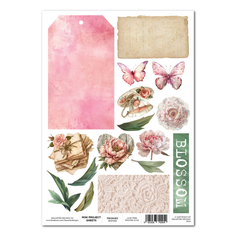 3Quarter Designs Blossoming Peonies - Mini Project Sheet-1