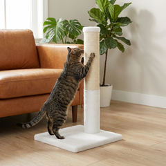Noba Classic 28" Scratching Post - White Faux Fur-2