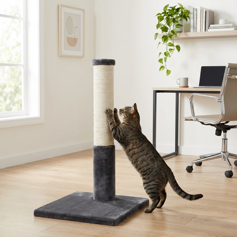 Noba Classic 28" Scratching Post - Grey Faux Fur-2