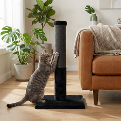 Noba Classic 28" Scratching Post - Black Faux Fur-1