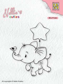 Nellie's Choice Clear Stamp Christmas Cuties Elephant With Star-1