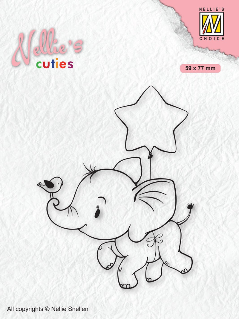 Nellie's Choice Clear Stamp Christmas Cuties Elephant With Star-1