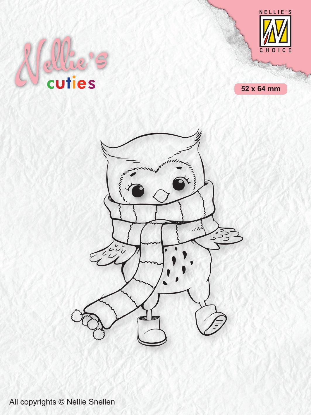 Nellie's Choice Clear Stamp Christmas Cuties Owl With Winter-Scarf-1