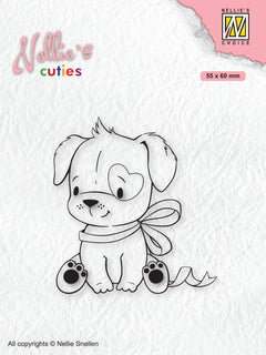 Nellie's Choice Clear Stamp Christmas Cuties Dog With Christmas-Bow-1