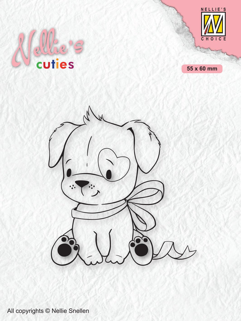 Nellie's Choice Clear Stamp Christmas Cuties Dog With Christmas-Bow-1