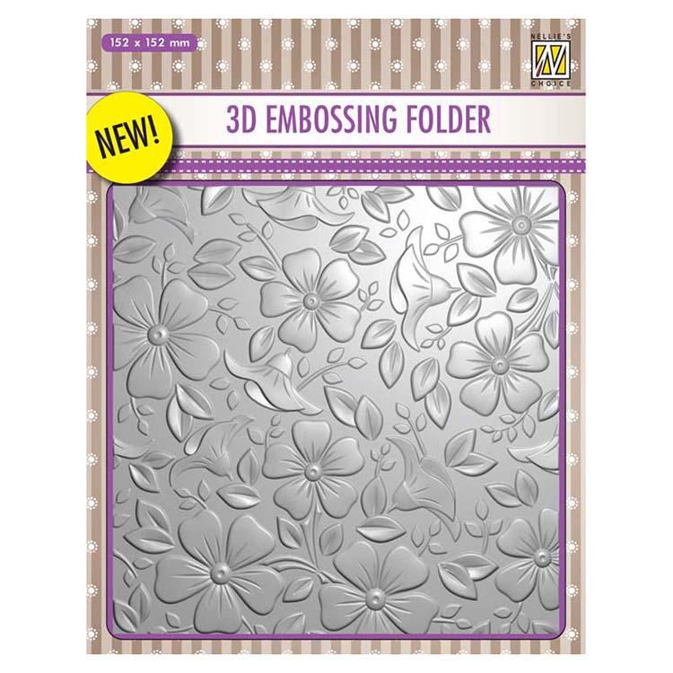 Nellie's Choice 6 x 6 3D Embossing Folder Flowers 3-1