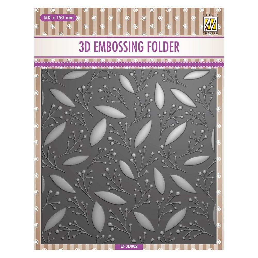 3D Embossing Folder Square - Leaves & Berries-1