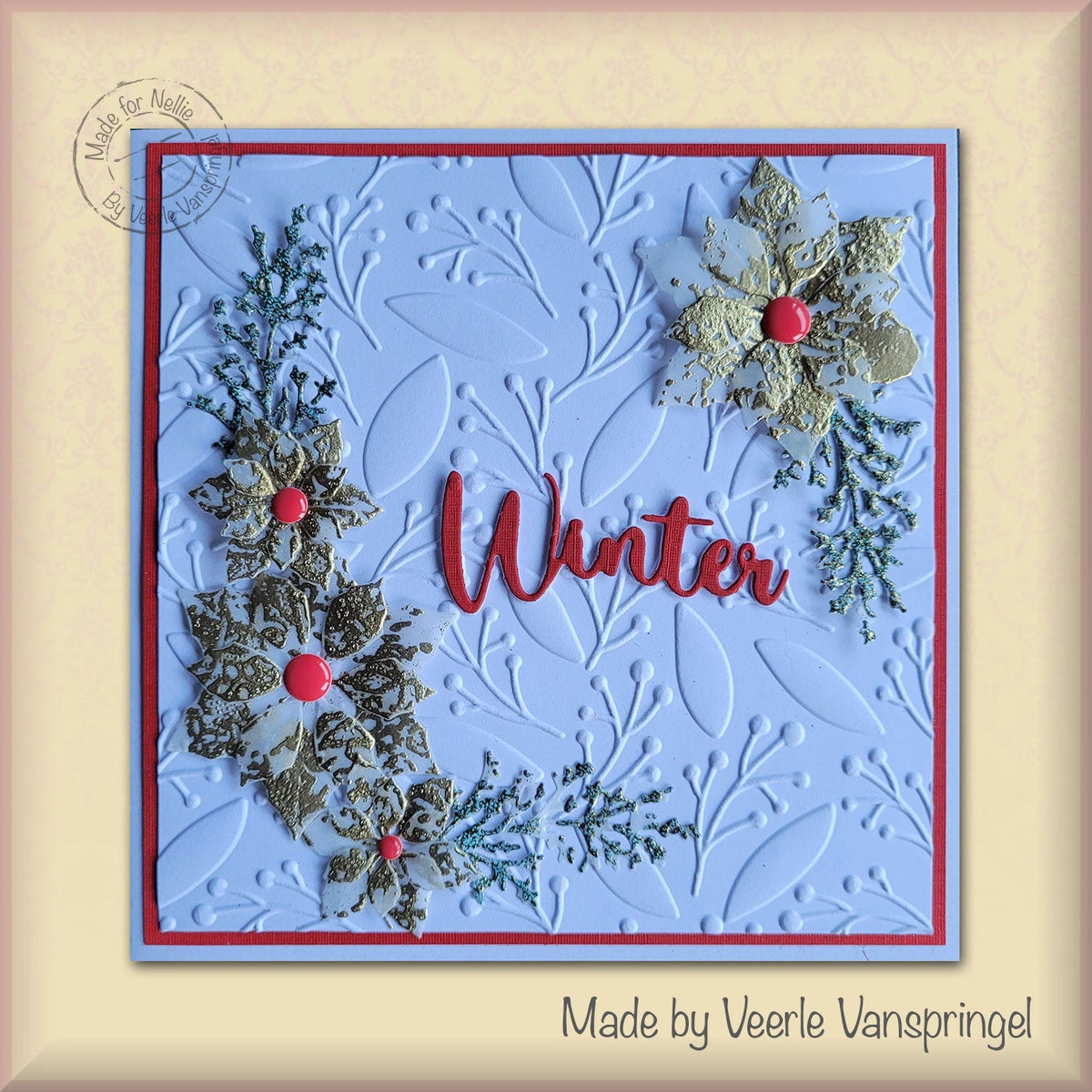 3D Embossing Folder Square - Leaves & Berries-2