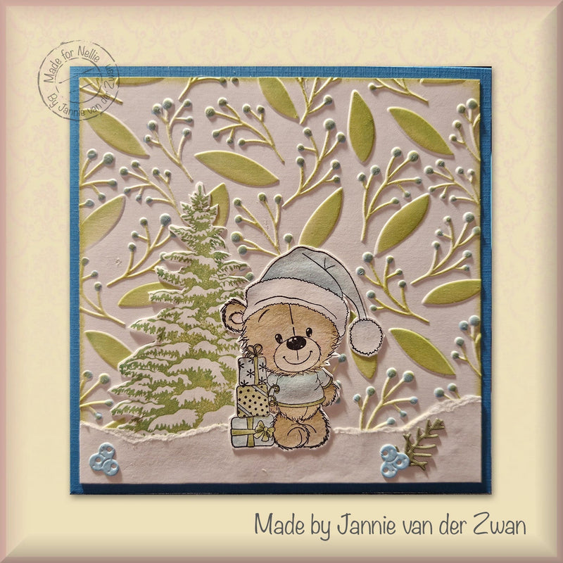 3D Embossing Folder Square - Leaves & Berries-5