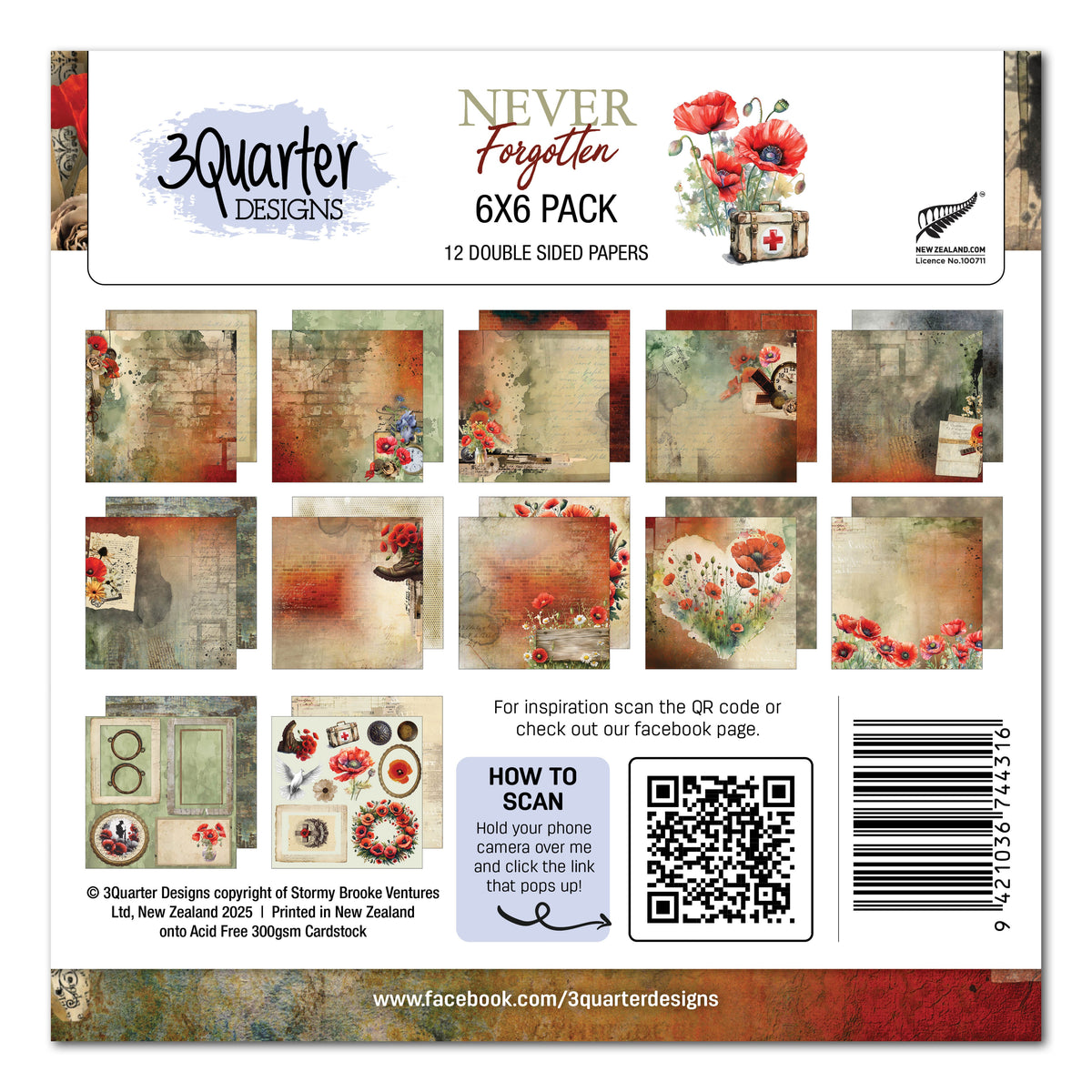 Lot de papiers 6x6 Never Forgotten de 3Quarter Designs-1
