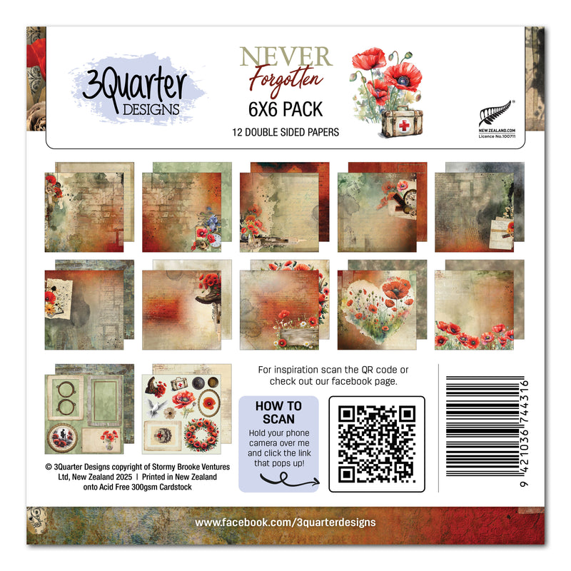 Lot de papiers 6x6 Never Forgotten de 3Quarter Designs-1
