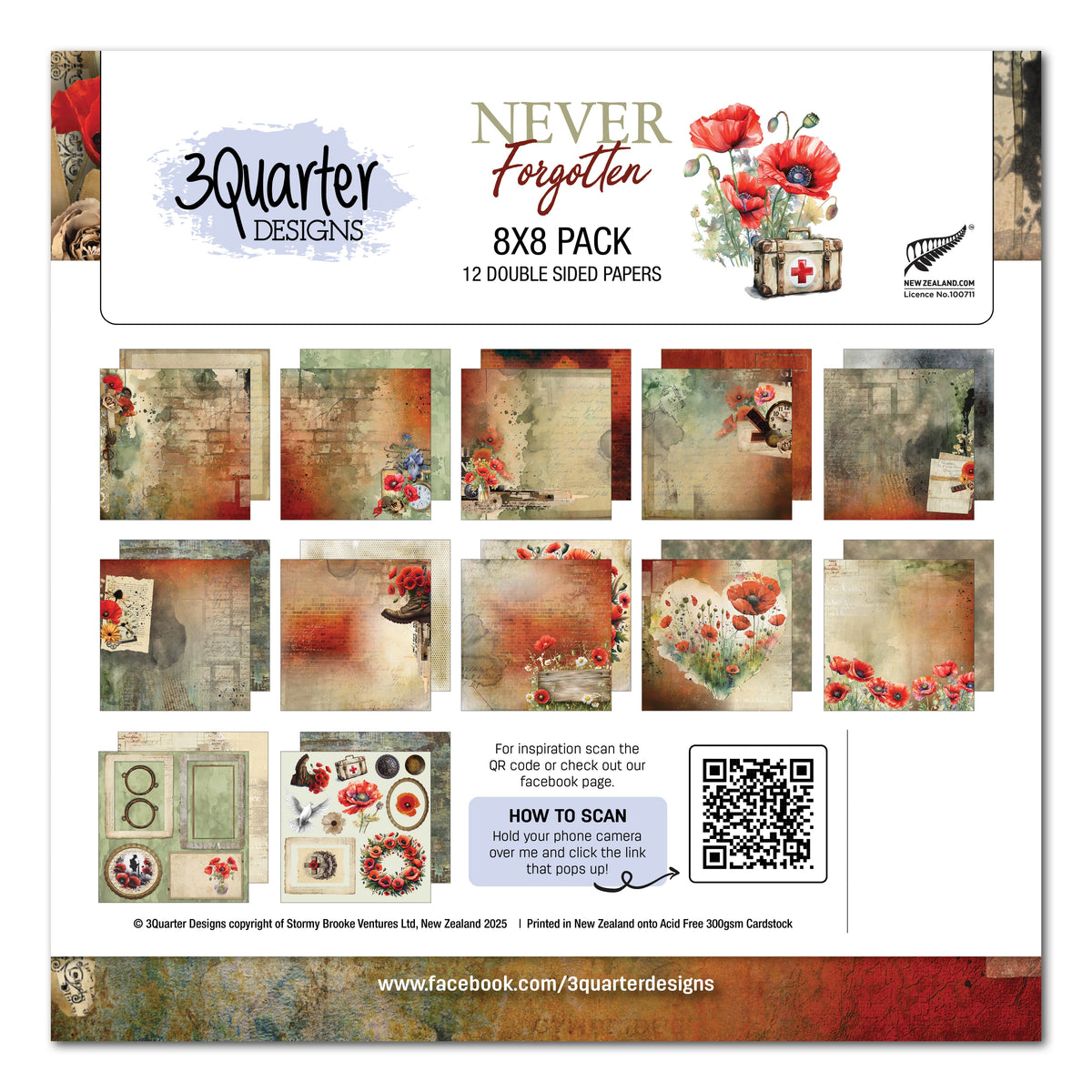 Pack de papiers 20x20 cm 3Quarter Designs Never Forgotten-1