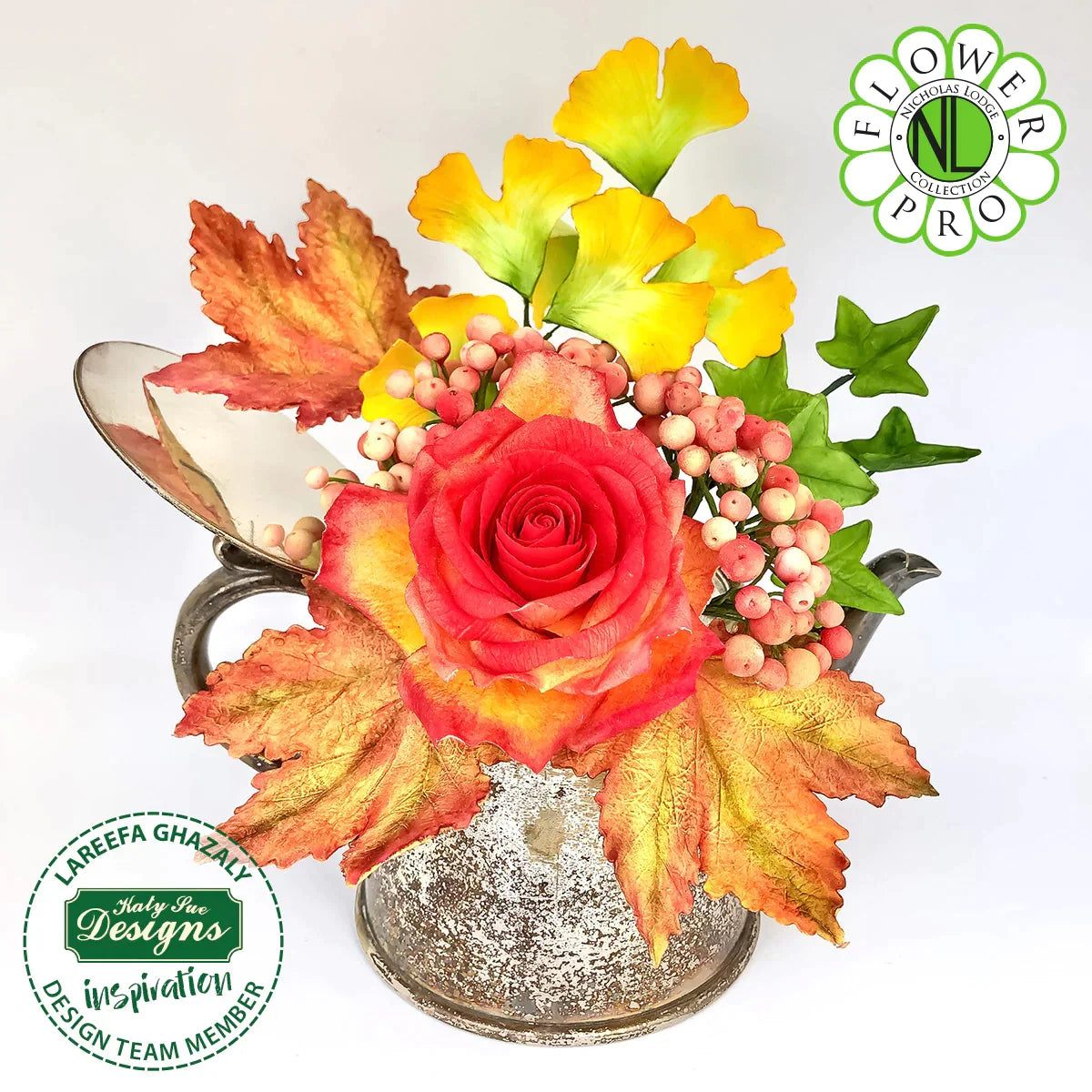 Moule et veineur en silicone Flower Pro feuilles d'érable, de lierre et de ginkgo-9