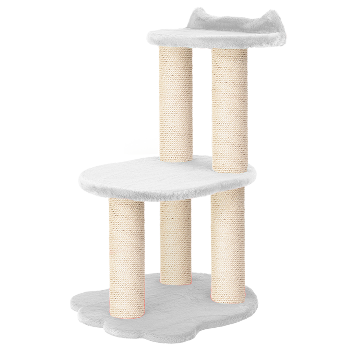 Relaxation - 2-Level Cat Tree - White Faux Fur-3