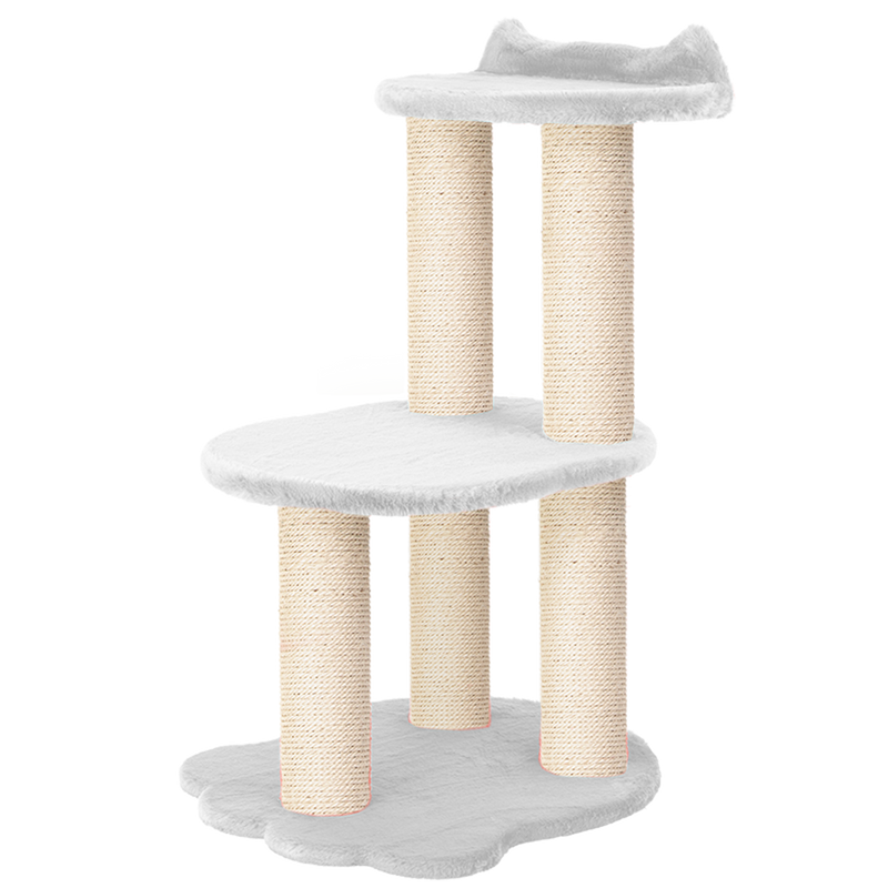Relaxation - 2-Level Cat Tree - White Faux Fur-3