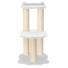 Relaxation - 2-Level Cat Tree - White Faux Fur-5