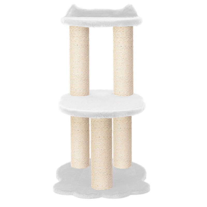 Relaxation - 2-Level Cat Tree - White Faux Fur-5