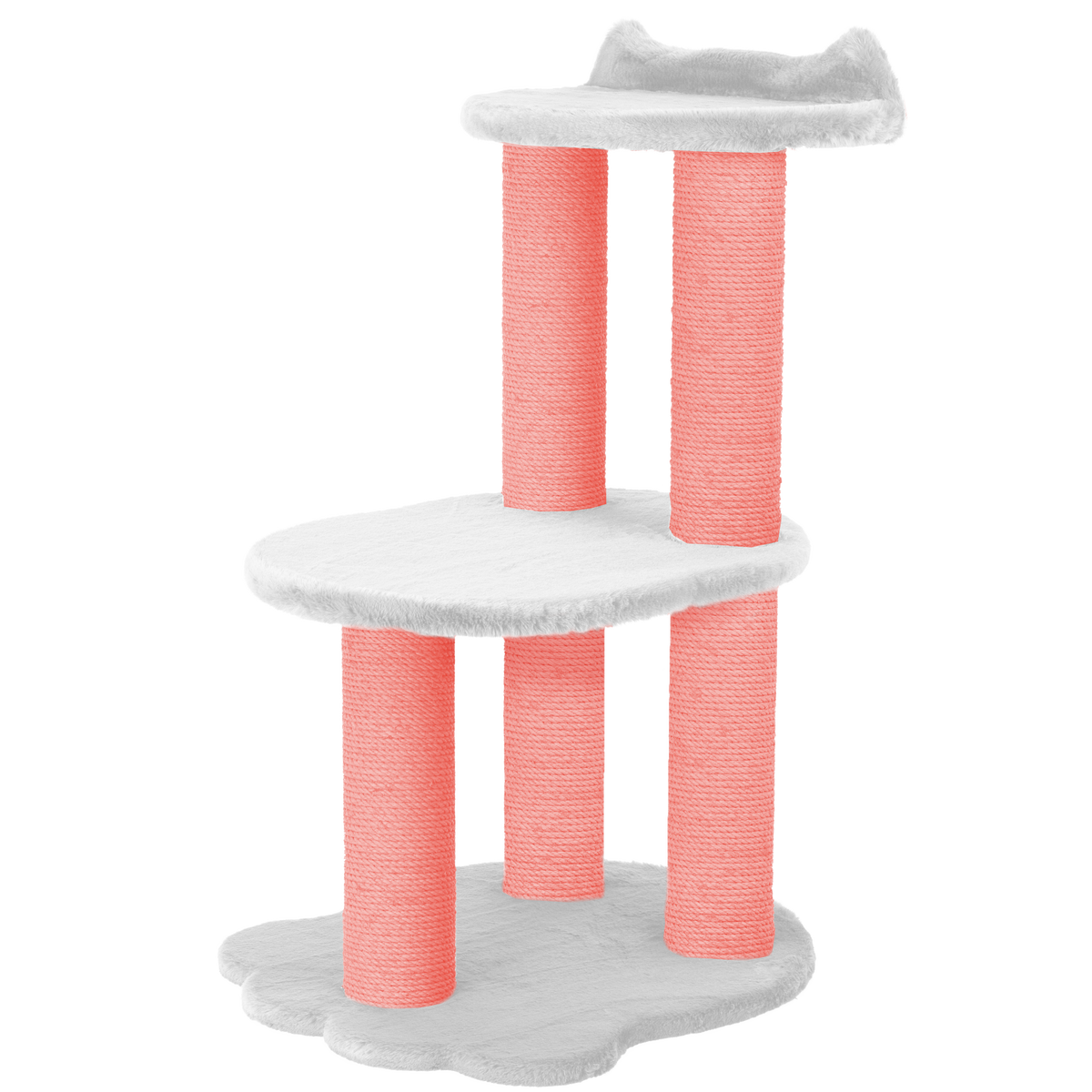 Relaxation - 2-Level Cat Tree - White Faux Fur-4