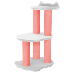 Relaxation - 2-Level Cat Tree - White Faux Fur-4