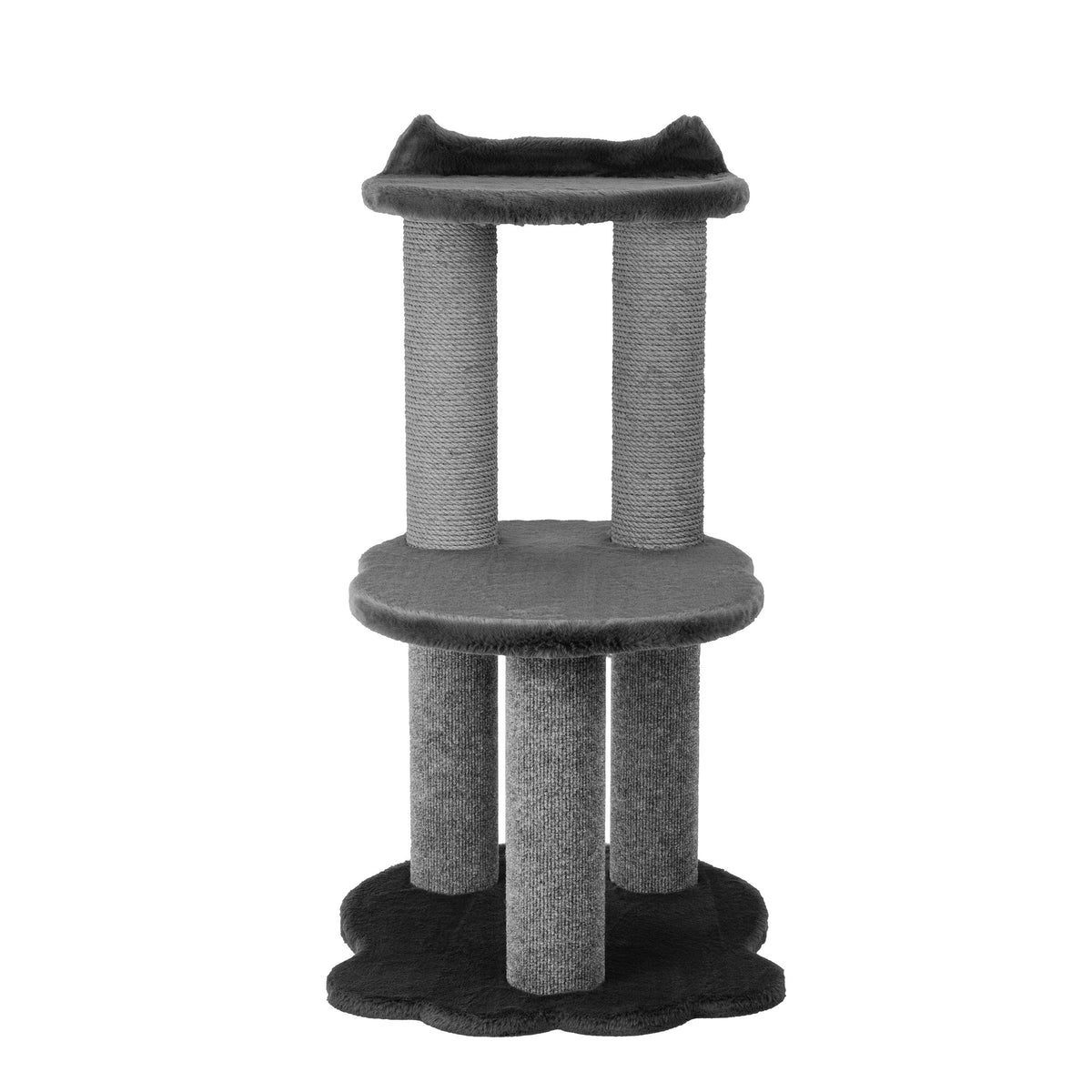 Relaxation - 2-Level Cat Tree - Grey Faux Fur-4