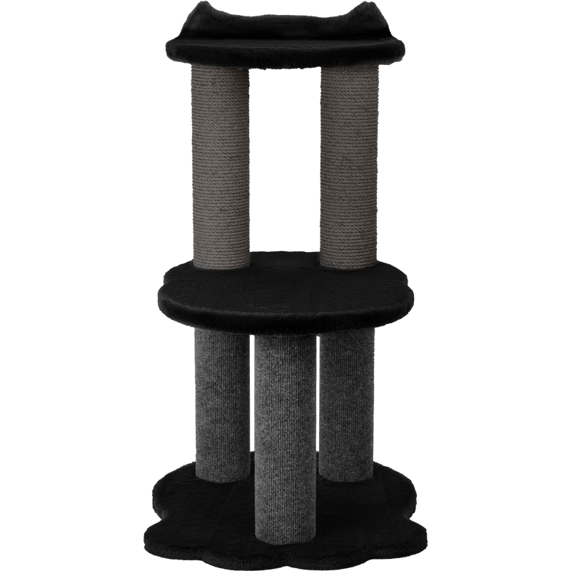 Relaxation - 2-Level Cat Tree - Black Faux Fur-3