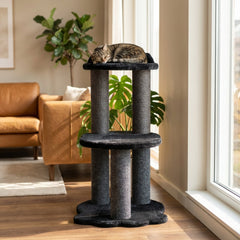 Relaxation - 2-Level Cat Tree - Black Faux Fur-1