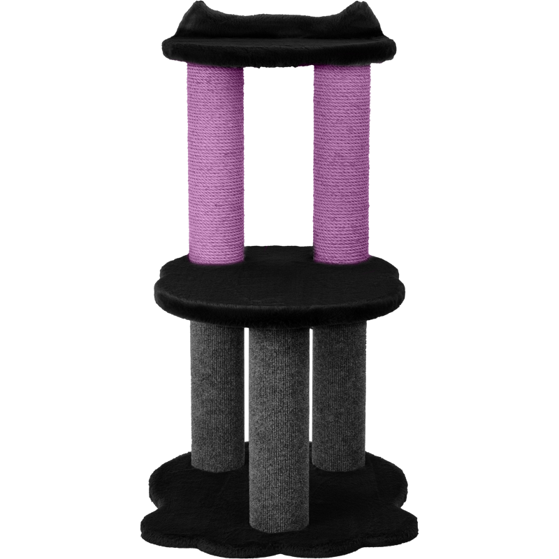 Relaxation - 2-Level Cat Tree - Black Faux Fur-4