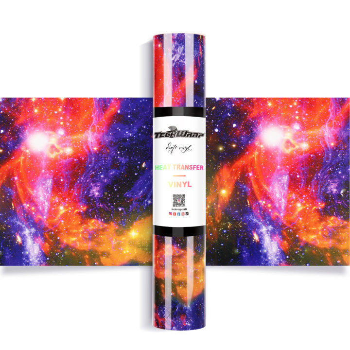 Teckwrap Galaxy Heat Transfer Vinyl - Nebula Orange  | Unleash Your Creativity with Colorful Swirls!-1