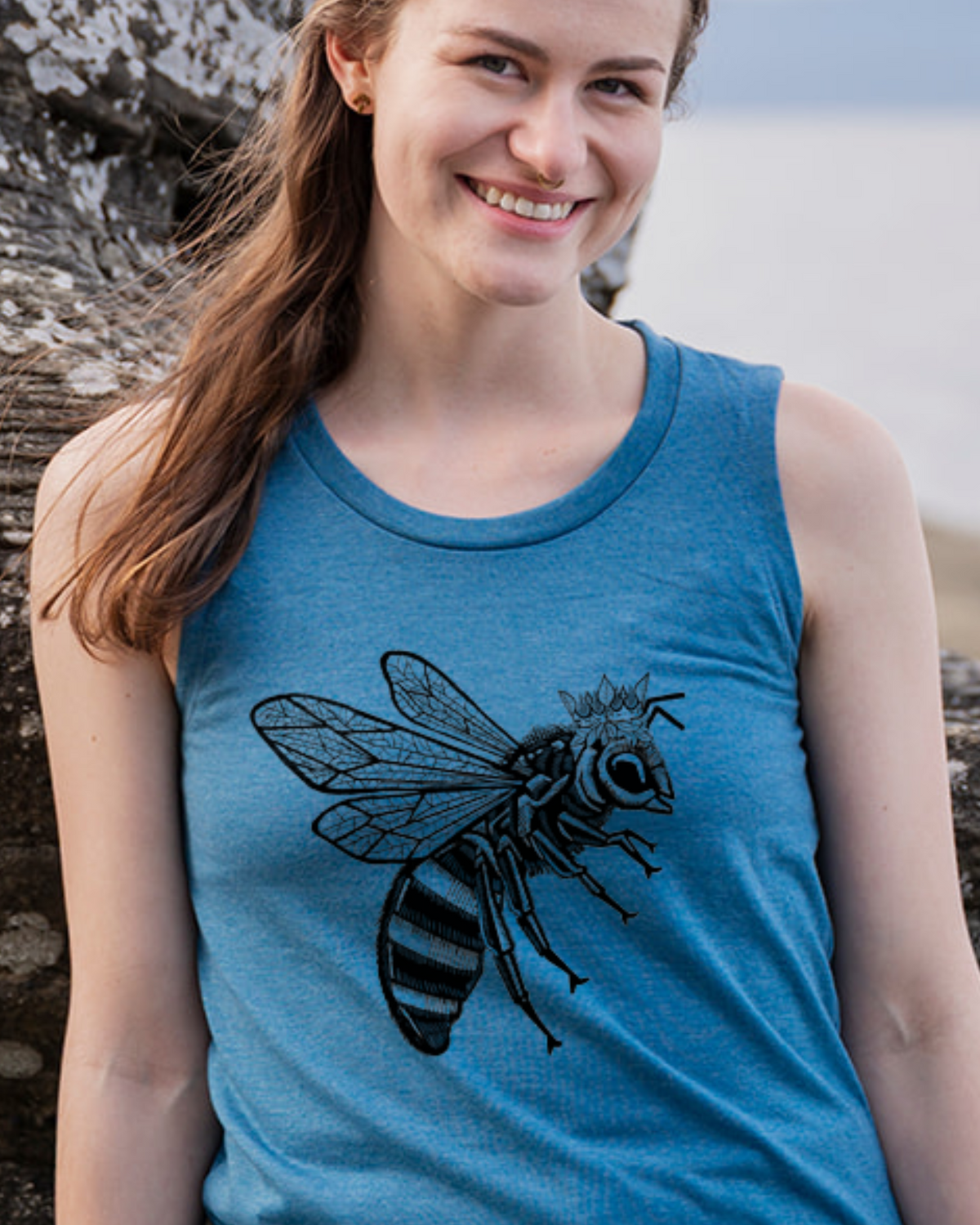 BEE - Women's Relaxed Tank - Heather Teal-2
